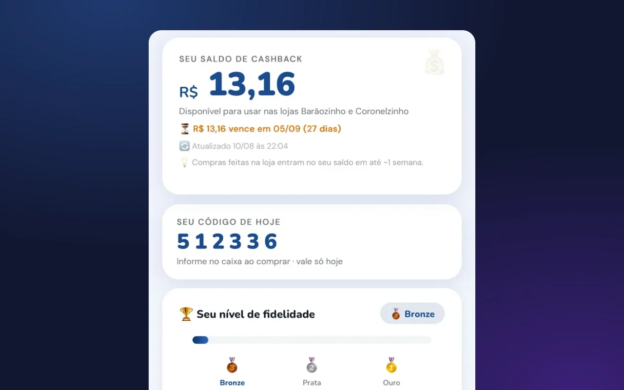 Print do site Programa de Cashback