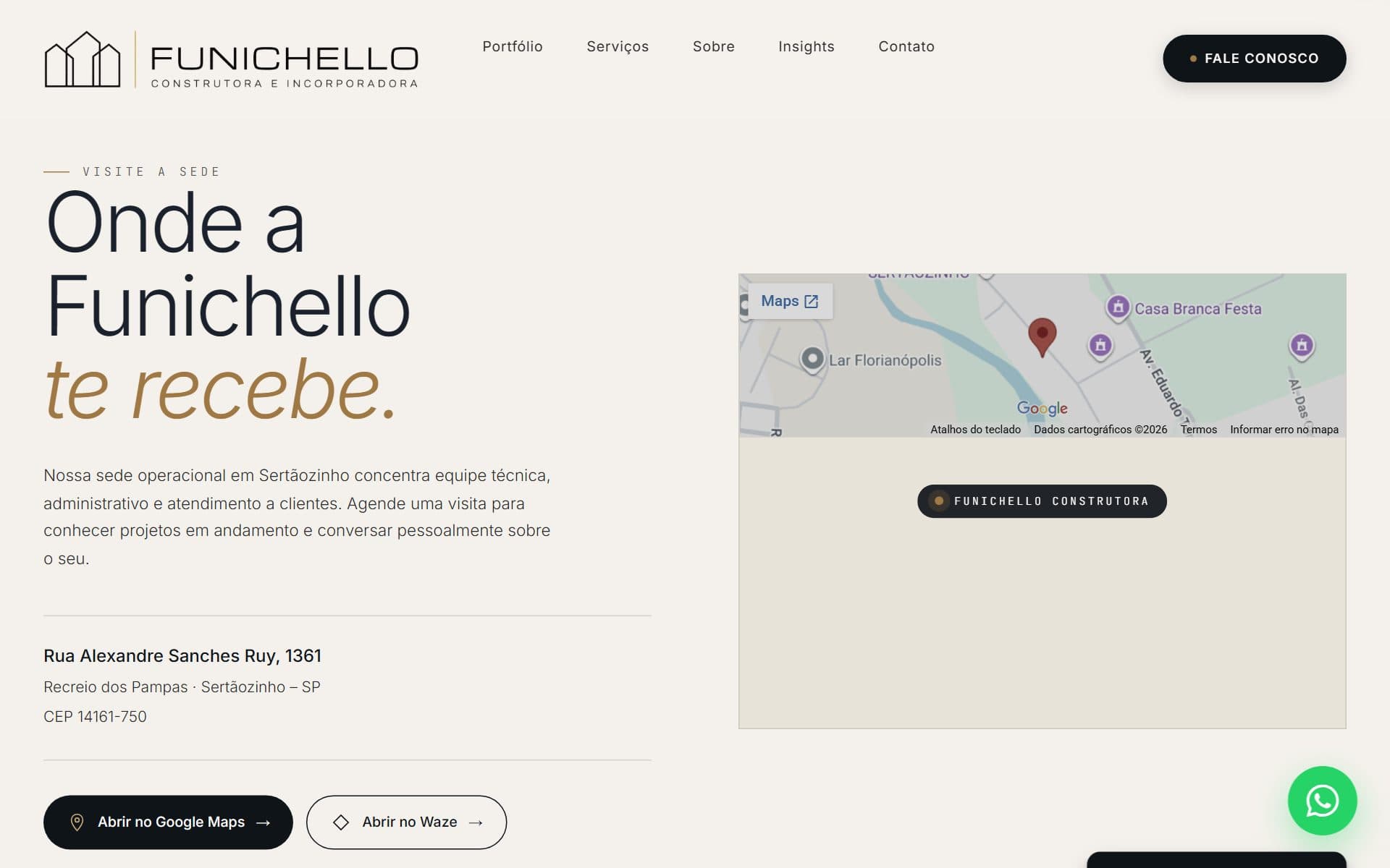 Screenshot of the Funichello Construtora website