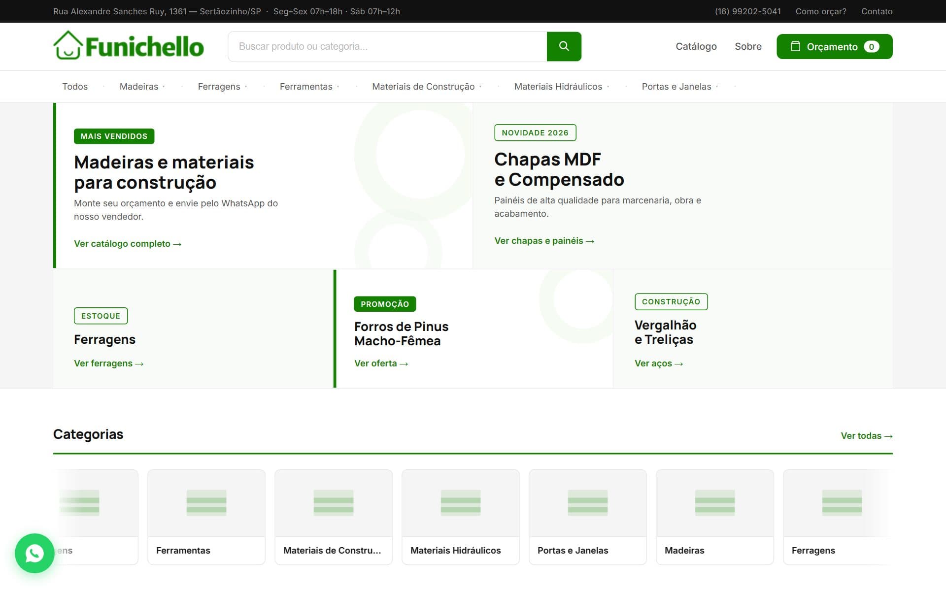 Print do site Funichello Madeiras